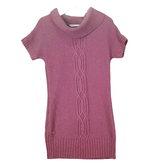 ATHLETA Womens Tunic Sweater SZ S Tisbury Cable‎ Knit Cashmere Turtleneck Maroon - Picture 1 of 10